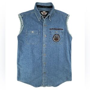 Harley Davidson- 105th anniversary Cutoff‎ Jean Shirt- Small- Like New!!!